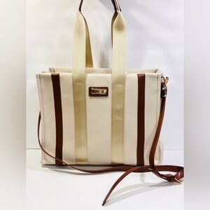 LAUNDRY By Shelli Segal Large
Canvas Elegant Cream and Brown Tote Bag